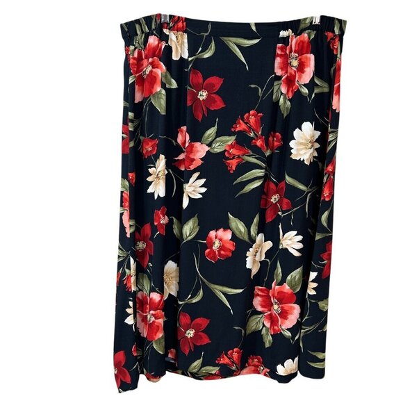 Alfred Dunner Vintage Tropical Floral Red Black Green Skirt Set Size 20W - Picture 3 of 11